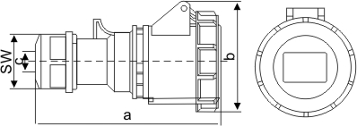 新型工業插頭-2132產品的尺寸圖示 新型工業插頭-2132產品的尺寸圖示